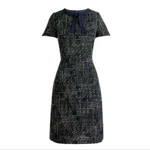 J Crew Bow Tie Tweed Navy Sheath Dress NWOT Spring 2020